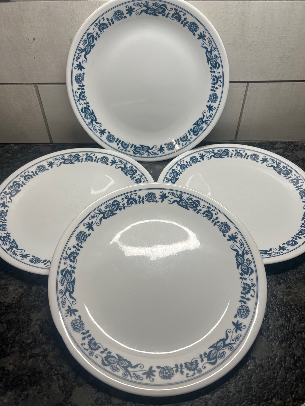 Corelle Old Town Blue or Blue Onion salad or lunch plates. Vintage. 8.5”